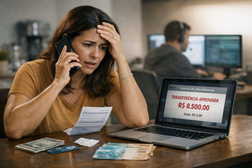Golpe da falsa central de atendimento: vítima contesta transação após fraude bancária