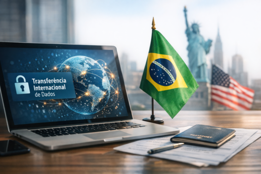 Equipe avalia transferência internacional de dados pessoais em reunião.