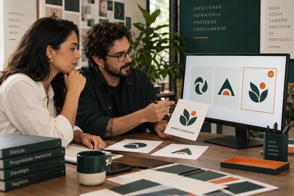 Empreendedora e designer analisam símbolos para pedido de marca figurativa no INPI