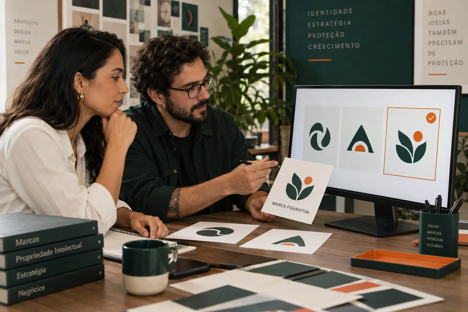 Empreendedora e designer analisam símbolos para pedido de marca figurativa no INPI