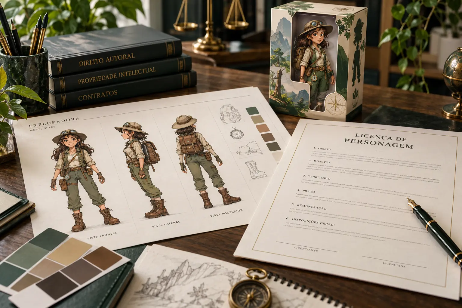 Direitos autorais de personagens representados em model sheet e contrato de licença